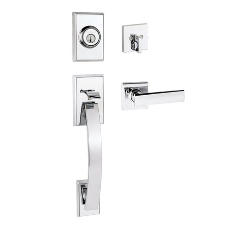 Kwikset SmartKey Tavaris Polished Chrome Metal Handleset Right or Left Handed 98001-373